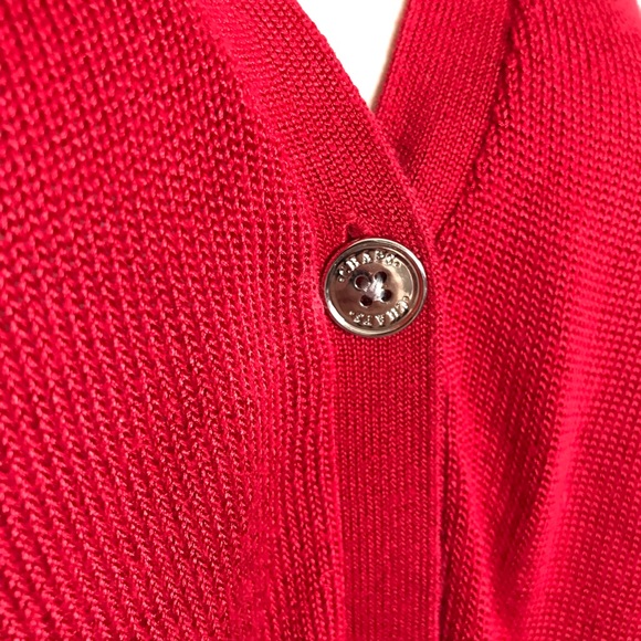Chaps Ralph Lauren Large Red Cardigan Sweater - Picture 4 of 9